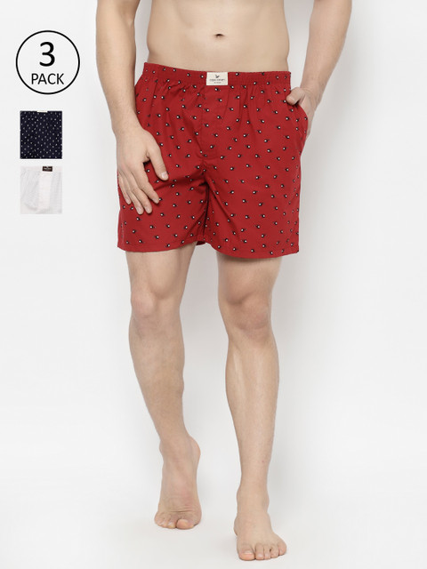

cape canary Men Pack Of 3 Printed Boxers Pure Cotton CCBOXERCOMBOGRP9, Black