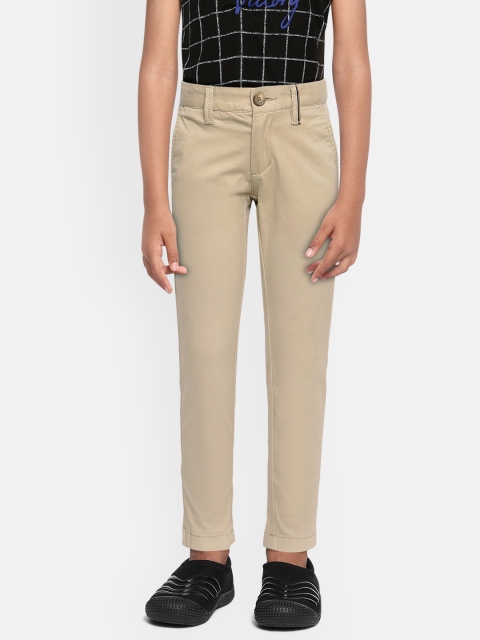 

Indian Terrain Boys Khaki Brown Regular Fit Pure Cotton Chinos