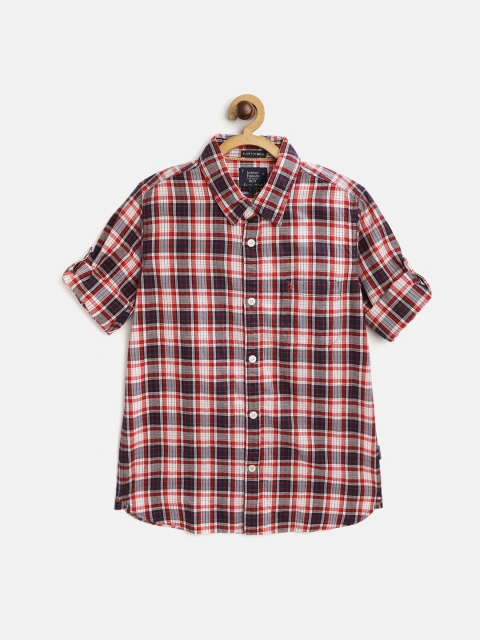 

Indian Terrain Boys Red & Navy Blue Cotton Tartan Checks Casual Shirt