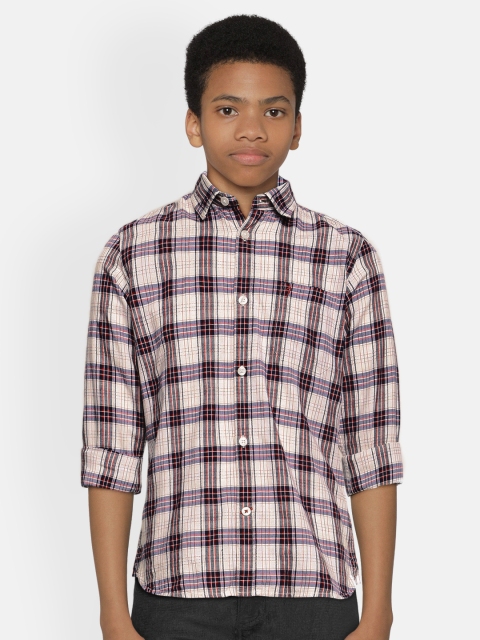 

Indian Terrain Boys Beige Checked Pure Cotton Casual Shirt