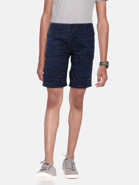 

Indian Terrain Boys Blue Pure Cotton Camouflage Print Mid-Rise Chino Shorts