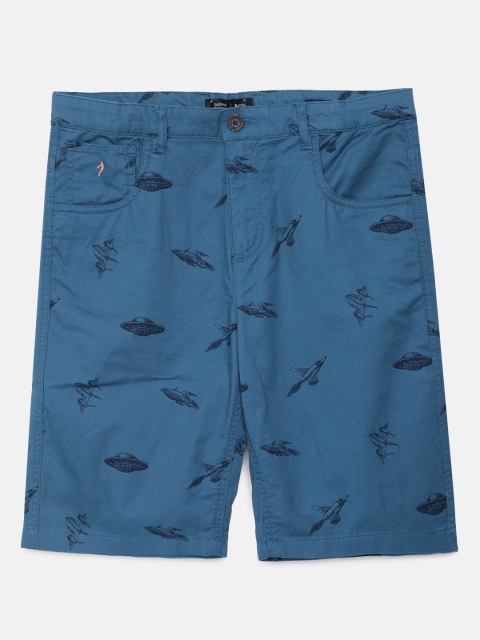 

Indian Terrain Boys Blue Conversational Printed Pure Cotton Regular Shorts