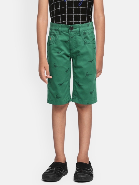 

Indian Terrain Boys Green Pure Cotton Printed Mid-Rise Chino Shorts