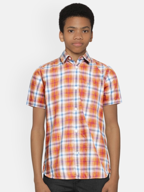 

Indian Terrain Boys Orange Pure Cotton Checked Casual Shirt