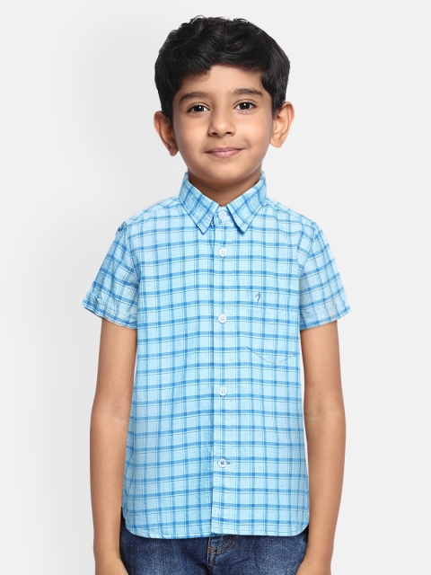 

Indian Terrain Boys Blue Checked Regular Fit Pure Cotton Casual Shirt