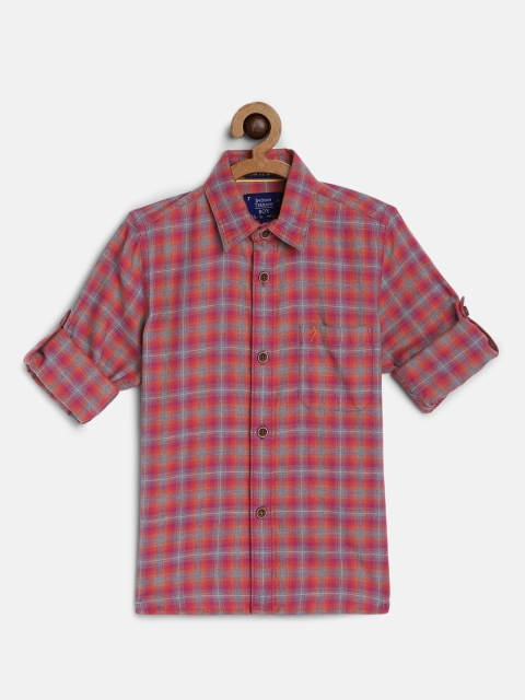 

Indian Terrain Boys Fuchsia & Grey Tartan Checks Casual Shirt