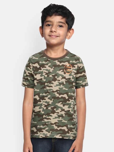 

Indian Terrain Boys Olive Pure Cotton Camouflage Printed Pure Cotton T-shirt