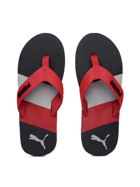 

PUMA Men Red & Black Striped Robby Flip-Flops