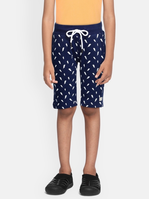 

Indian Terrain Boys Blue Pure Cotton Printed Mid-Rise Regular Shorts