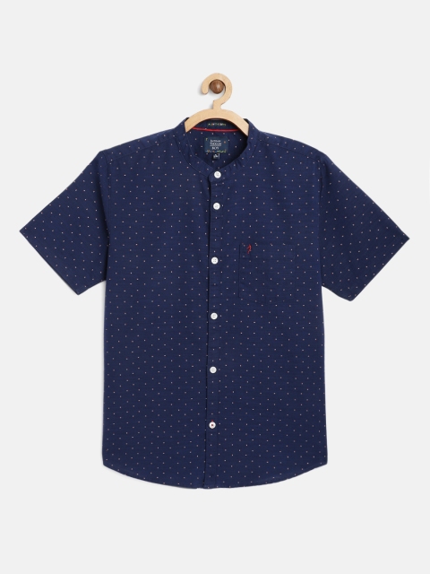 

Indian Terrain Boys Navy Blue Printed Pure Cotton Casual Shirt