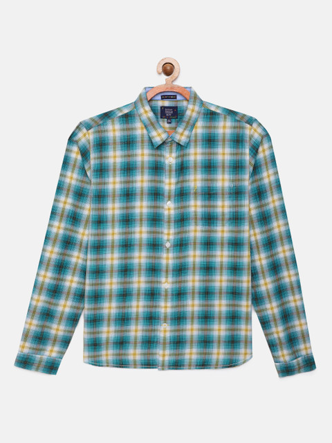 

Indian Terrain Boys Green Checked Pure Cotton Casual Shirt