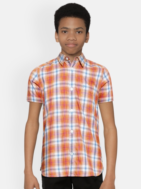 

Indian Terrain Boys Orange Pure Cotton Checked Casual Shirt