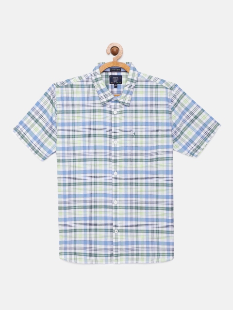 

Indian Terrain Boys Green Checked Regular Fit Pure Cotton Casual Shirt