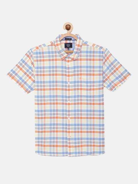 

Indian Terrain Boys White Checked Regular Fit Pure Cotton Casual Shirt