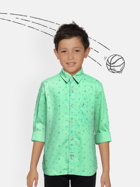 

Indian Terrain Boys Green Printed Regular Fit Pure Cotton Casual Shirt