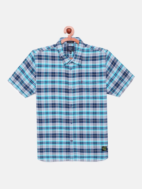 

Indian Terrain Boys Blue Checked Pure Cotton Casual Shirt