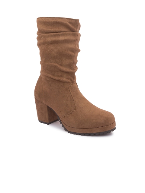 

Sole To Soul Women Brown Solid Heeled Boots