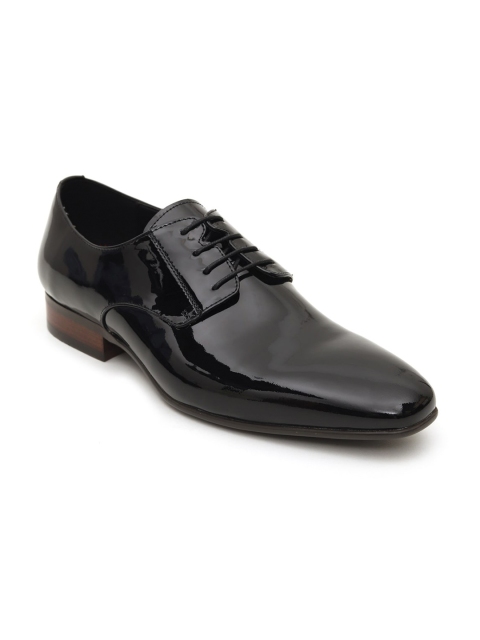 

ROSSO BRUNELLO Men Black Solid Leather Formal Derbys