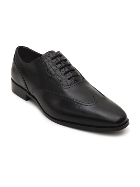 

ROSSO BRUNELLO Men Black Textured Leather Formal Oxfords