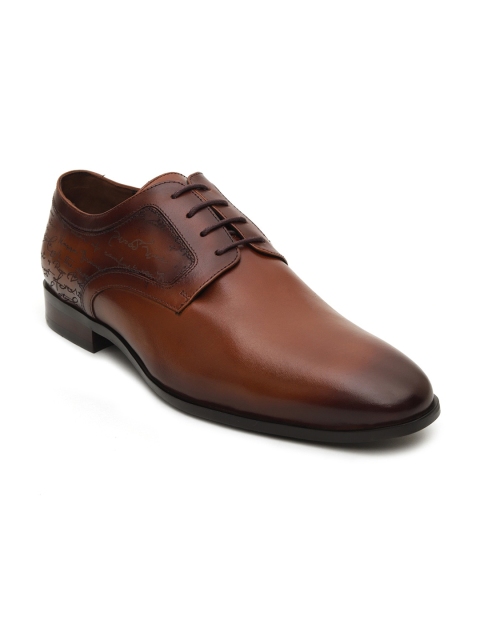 

ROSSO BRUNELLO Men Tan Brown Solid Leather Formal Derbys