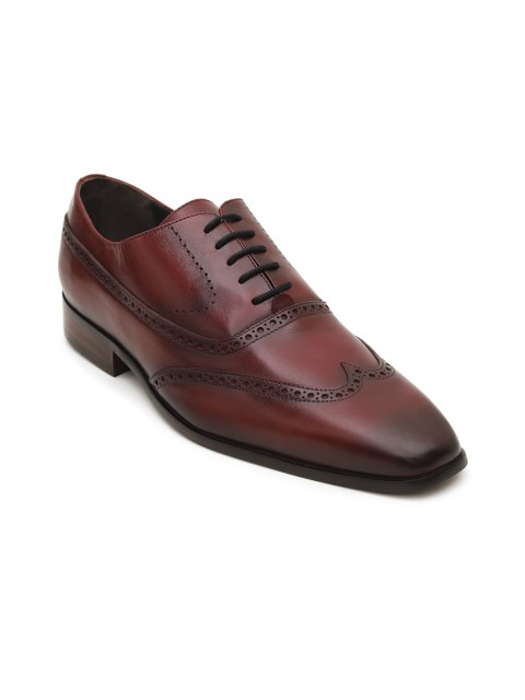 

ROSSO BRUNELLO Men Tan Brown Textured Leather Formal Oxfords