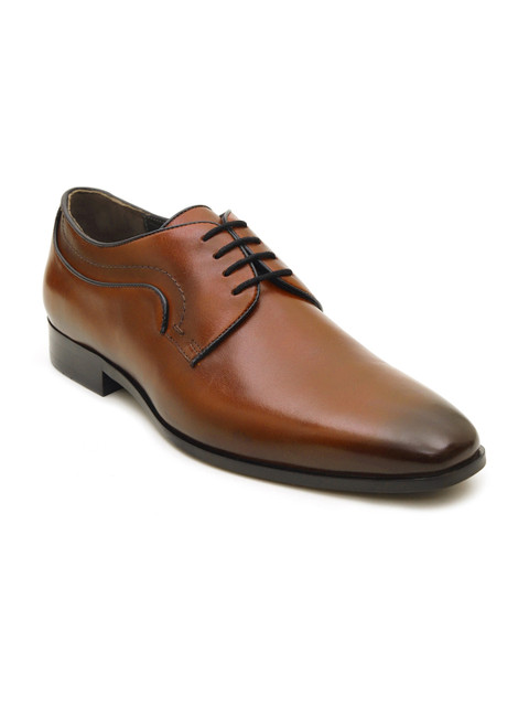 

ROSSO BRUNELLO Men Coffee Brown Leather Casual Derbys
