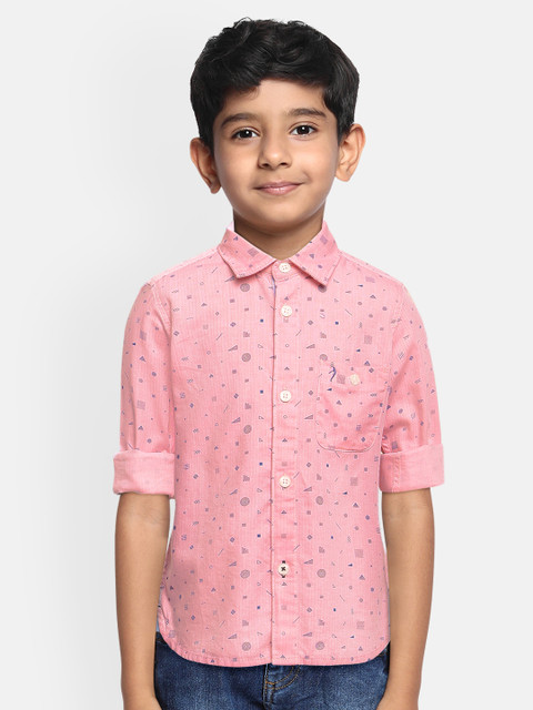 

Indian Terrain Boys Pink Pure Cotton Printed Casual Shirt