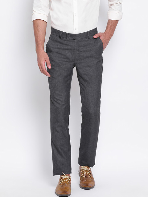 

Turtle Men Grey Slim Fit Solid Formal Trousers
