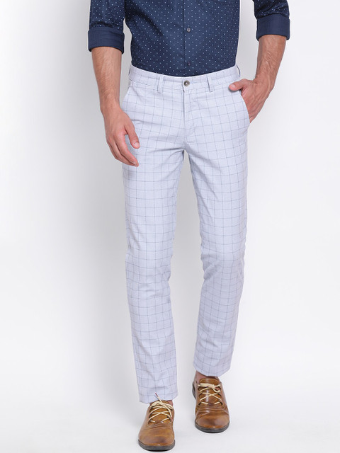 

Turtle Men Blue Slim Fit Checked Regular Trousers