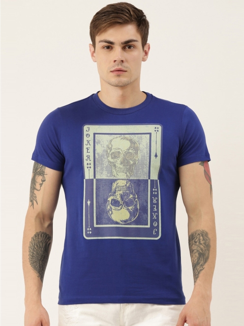 

QUANCIOUS Men Blue Graphic Printed Organic Cotton Round Neck Sustainable T-shirt