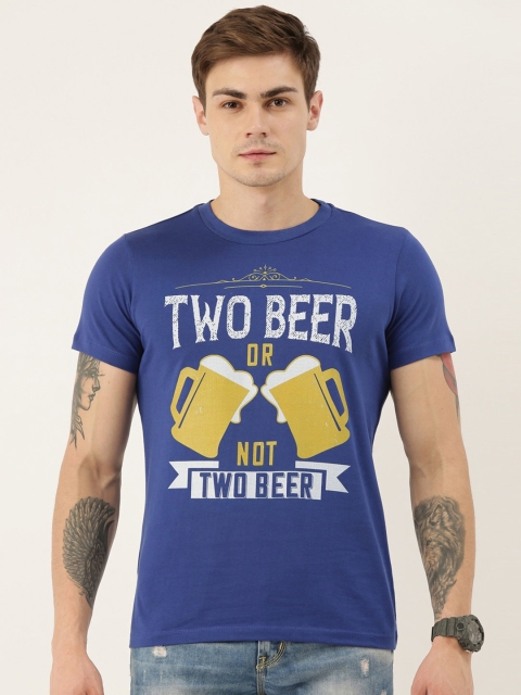 

QUANCIOUS Men Blue Graphic Printed Organic Cotton Round Neck Sustainable T-shirt