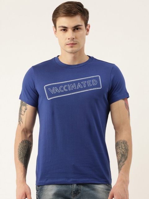

QUANCIOUS Men Blue Solid Round Neck Organic Cotton Sustainable T-shirt