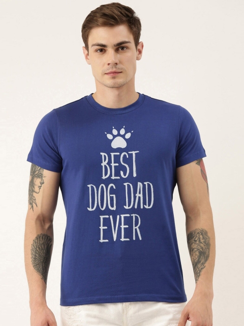 

QUANCIOUS Men Blue Printed Organic Cotton Round Neck Sustainable T-shirt