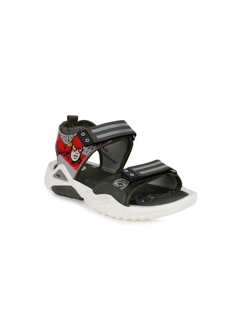 

Campus Kids Grey & Red Flash Printed Sports Sandals