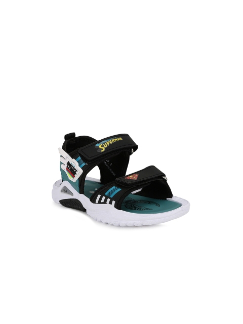 

Campus Unisex Kids Black & Turquoise Blue Superman Printed Comfort Sandals