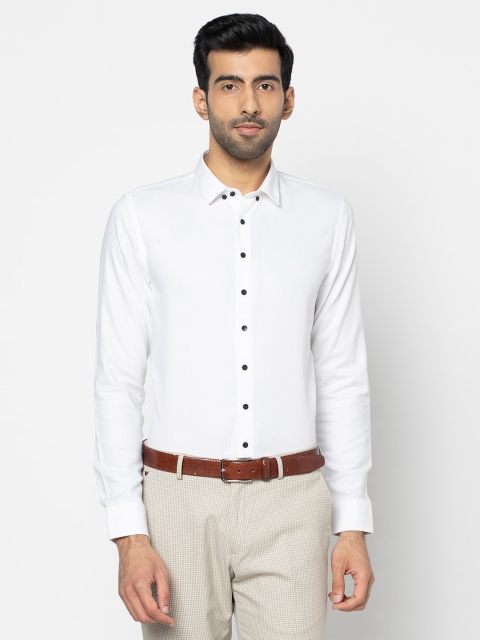 

Blackberrys Men White Skinny Fit Solid Pure Cotton Formal Shirt