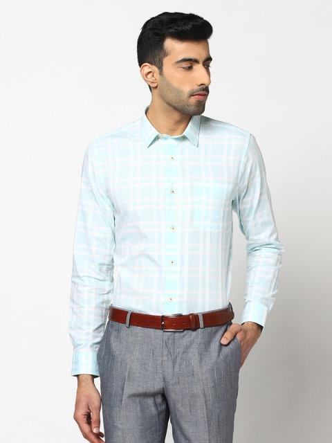 

Blackberrys Men Green Slim Fit Checked Cotton Casual Shirt