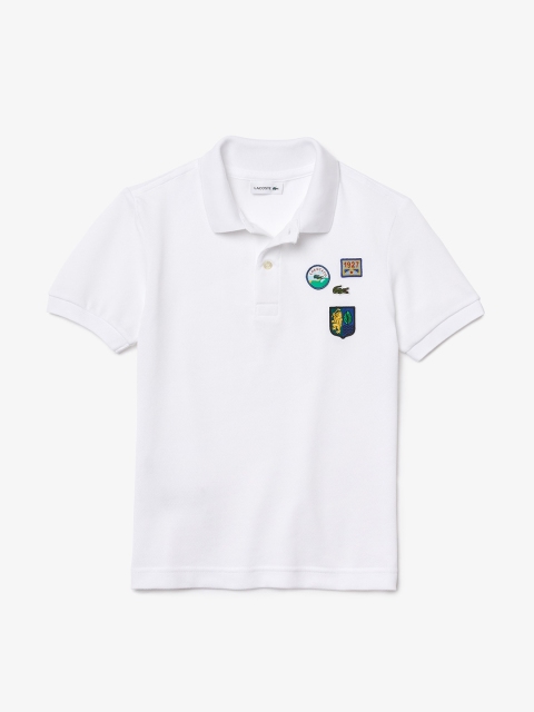 

Lacoste Boys White Solid Polo Collar T-shirt