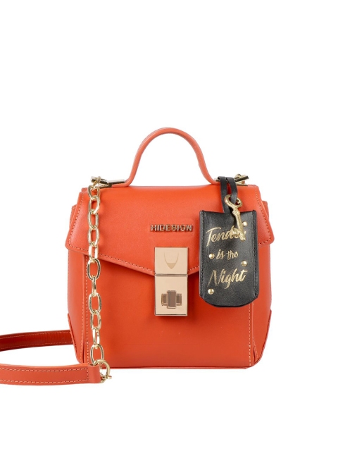 

Hidesign Orange Solid Handheld Leather Bag
