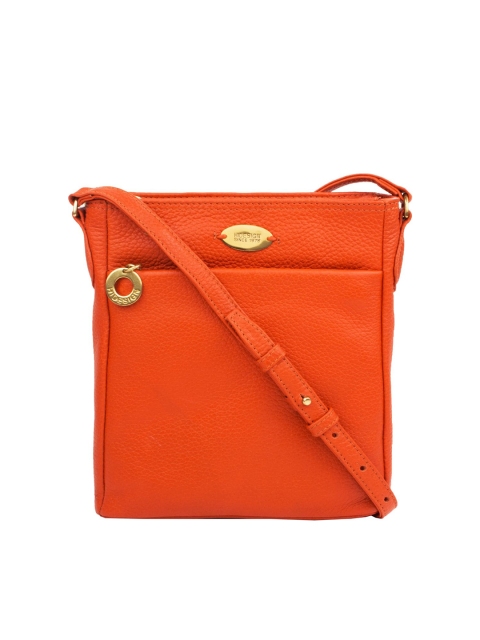 

Hidesign Orange Solid Leather Sling Bag