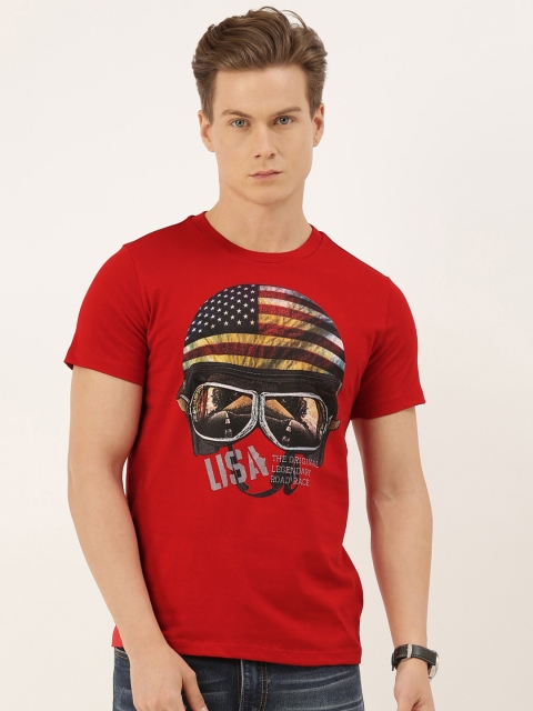 

QUANCIOUS Men Red Solid Round Neck Sustainable T-shirt