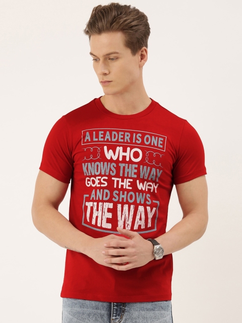 

QUANCIOUS Men Red Solid Round Neck Sustainable T-shirt