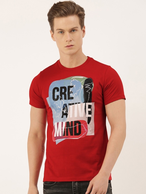 

QUANCIOUS Men Red Solid Round Neck Sustainable T-shirt