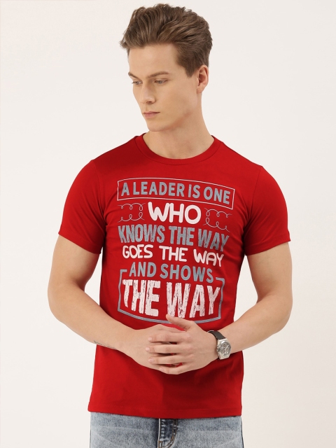 

QUANCIOUS Men Red Printed Round Neck Organic Cotton Sustainable T-shirt
