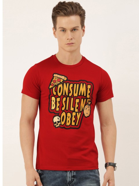 

QUANCIOUS Men Red & Yellow Printed Organic Cotton Sustainable T-shirt