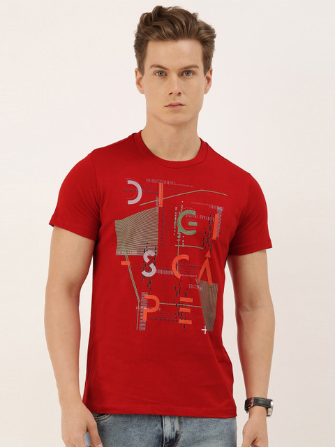

QUANCIOUS Men Red Round Neck Sustainable T-shirt