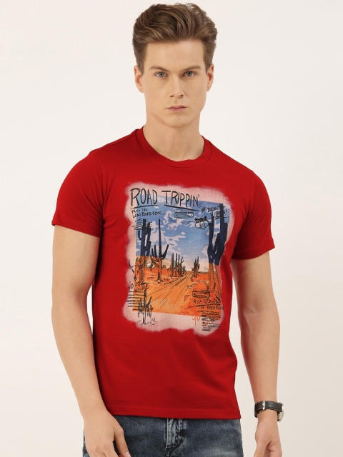 

QUANCIOUS Men Red Round Neck Sustainable T-shirt
