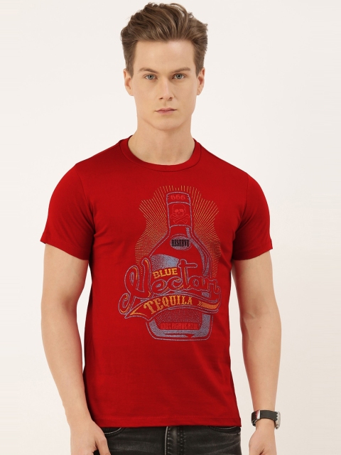 

QUANCIOUS Men Red Solid Round Neck Sustainable T-shirt