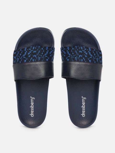 

DressBerry Women Navy Blue & Black Patterned Sliders