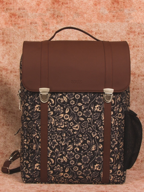 

ZOUK Unisex Black & Brown Graphic Sustainable Vegan Leather Backpacks
